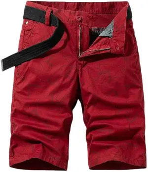 Men's Summer Solid Cotton Outdoor Cargo Leisure Shorts Buttons Straight Comfortable