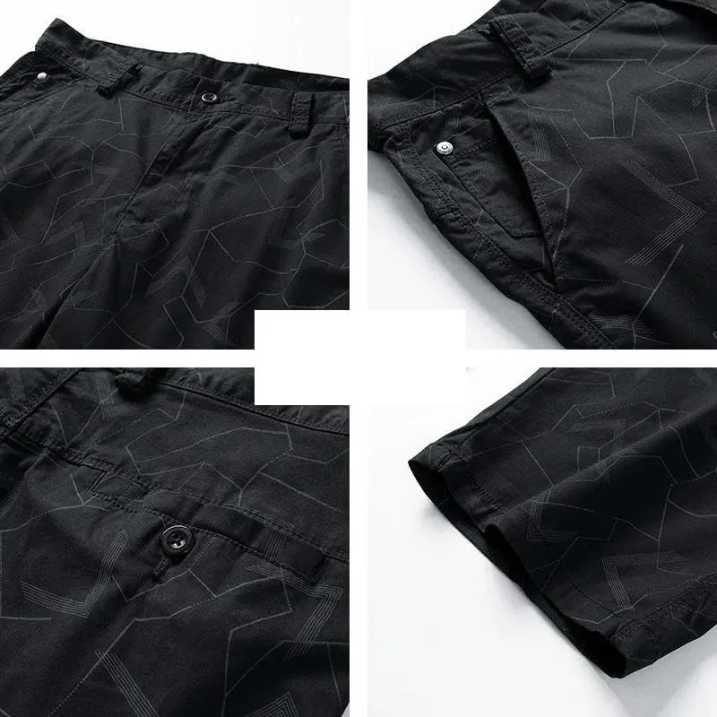 Men's Summer Solid Cotton Outdoor Cargo Leisure Shorts Buttons Straight Comfortable