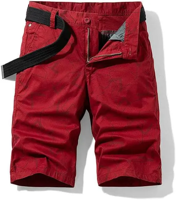 Men's Summer Solid Cotton Outdoor Cargo Leisure Shorts Buttons Straight Comfortable