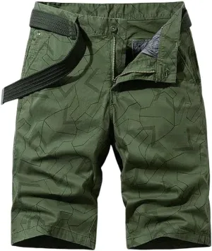 Men's Summer Solid Cotton Outdoor Cargo Leisure Shorts Buttons Straight Comfortable