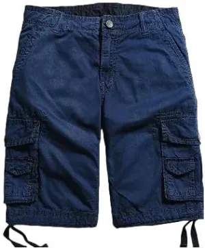 Men's Summer Solid Pure Cotton Army Tactical-Style Military Mid-Waist Casual Cargo Shorts
