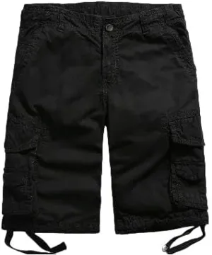 Men's Summer Solid Pure Cotton Army Tactical-Style Military Mid-Waist Casual Cargo Shorts