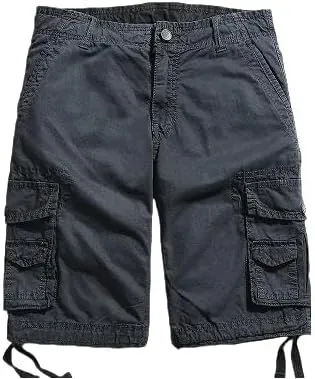 Men's Summer Solid Pure Cotton Army Tactical-Style Military Mid-Waist Casual Cargo Shorts
