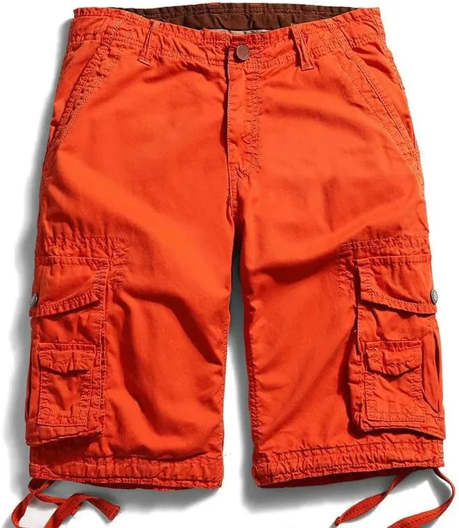 Men's Summer Solid Pure Cotton Army Tactical-Style Military Mid-Waist Casual Cargo Shorts