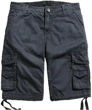 Men's Summer Solid Pure Cotton Army Tactical-Style Military Mid-Waist Casual Cargo Shorts
