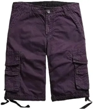 Men's Summer Solid Pure Cotton Army Tactical-Style Military Mid-Waist Casual Cargo Shorts
