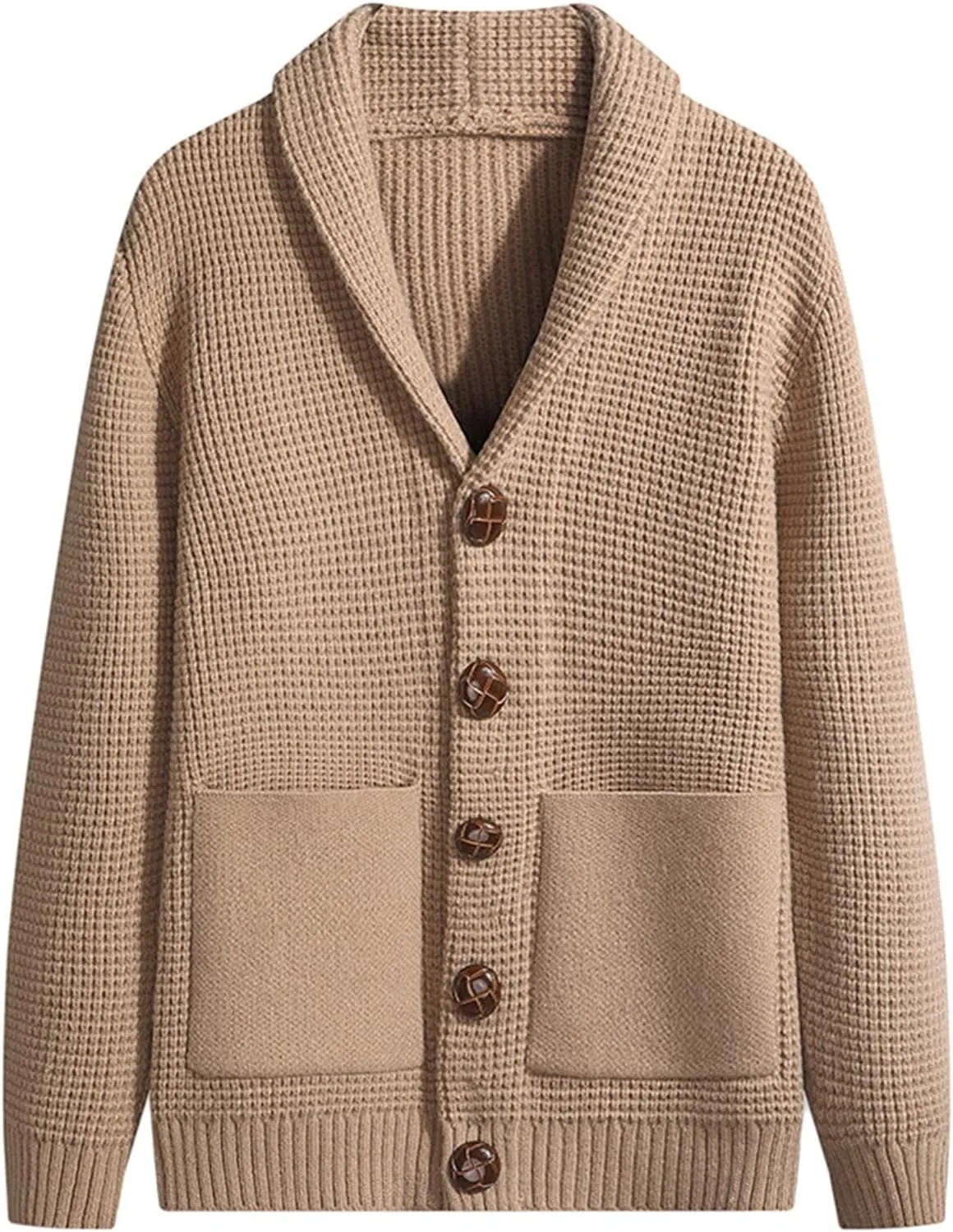 Mens Sweater Jacket Mens Shawl Neck Cardigan Sweater Cable Knit Button Down with Pockets Winter Jacket
