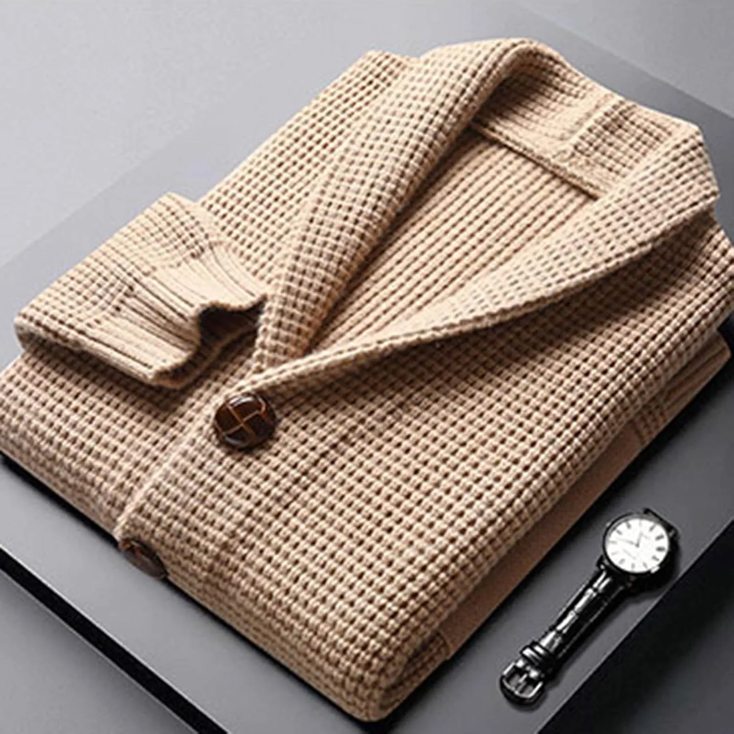 Mens Sweater Jacket Mens Shawl Neck Cardigan Sweater Cable Knit Button Down with Pockets Winter Jacket