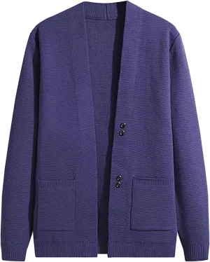 Mens Sweater Jacket Men's Wool Blended Cardigan Sweaters V Neck Button Down Cardigans with Pockets