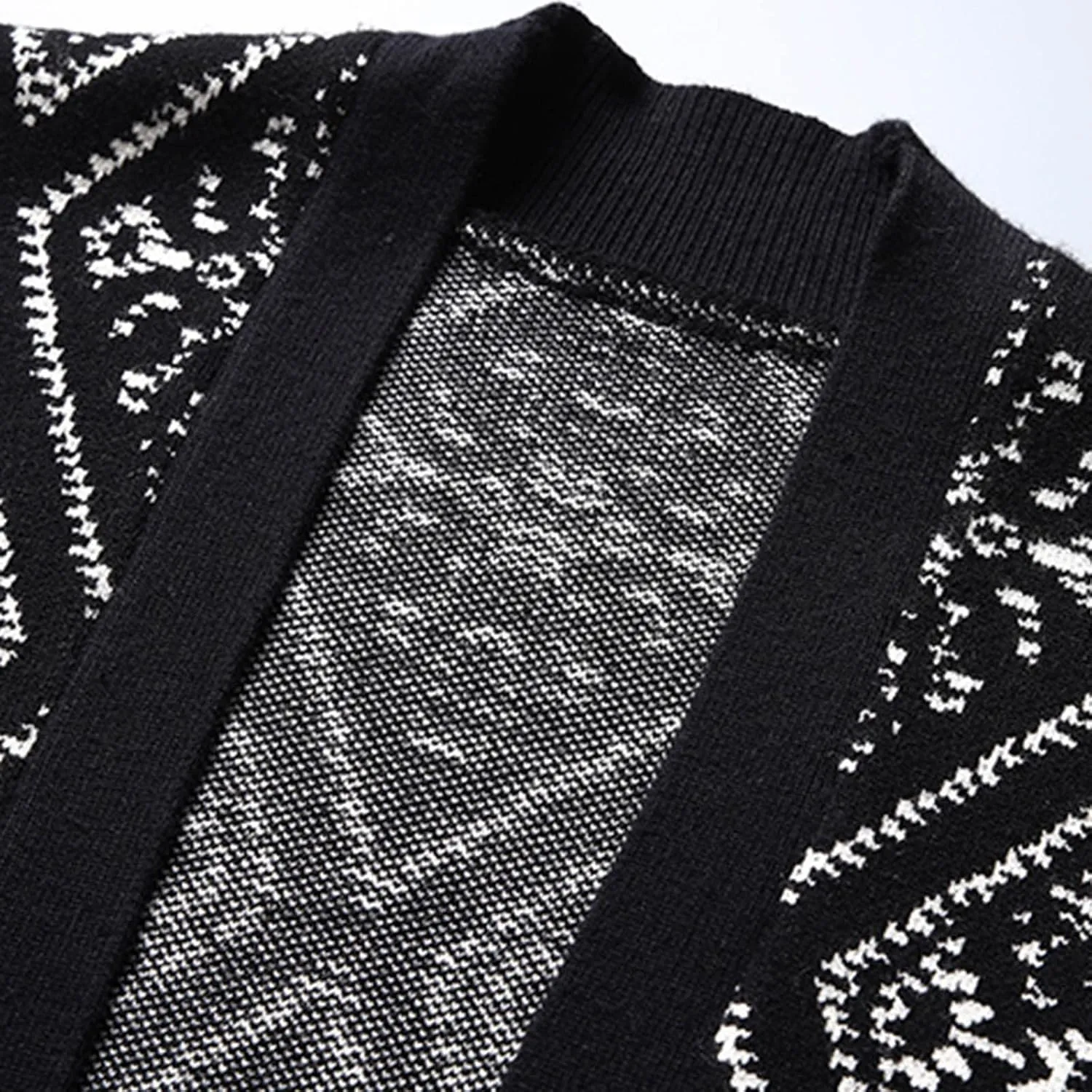 Mens Sweater Mens Floral Long Sleeve V Neck Cardigan Button Down Sweater Coat with Front Pocket