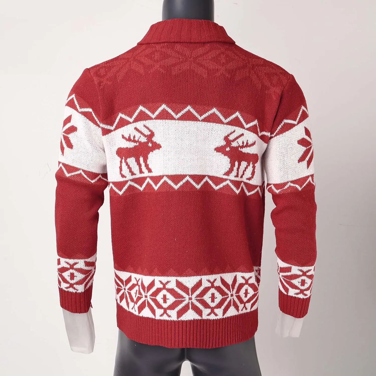 Mens Sweater Men's Reindeer Print Shawl Neck Button Down Cardigan Long Sleeve Christmax Sweater