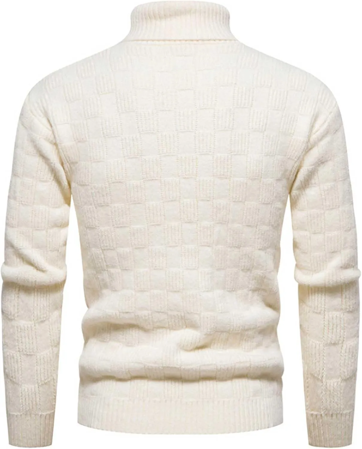 Mens Sweater Men's Solid Plaid Long Sleeve Slim Fit Turtleneck Sweater Casual Knitted Twisted Pullover Sweaters
