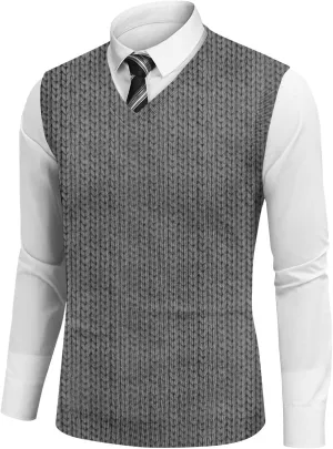 Mens Sweater Vests Classic V-Neck Knitwear Sleeveless Pullover Autumn Spring Warm Tank Tops Gentleman Casual Vest