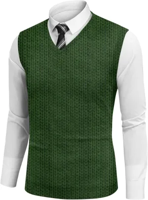 Mens Sweater Vests Classic V-Neck Knitwear Sleeveless Pullover Autumn Spring Warm Tank Tops Gentleman Casual Vest
