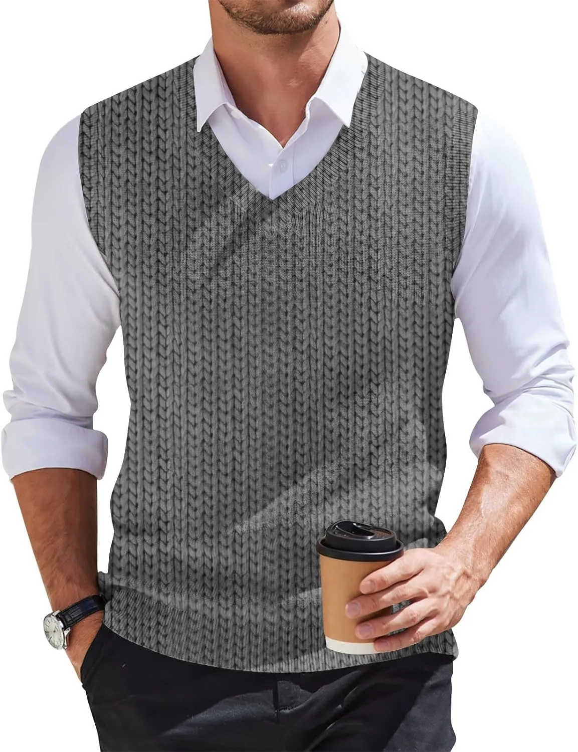 Mens Sweater Vests Classic V-Neck Knitwear Sleeveless Pullover Autumn Spring Warm Tank Tops Gentleman Casual Vest