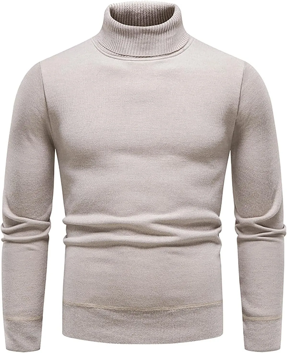 Men's Sweaters Ribbed Slim Fit Knitted Pullover Autumn Winter Turtleneck Solid Color Sweater Men, M-4XL