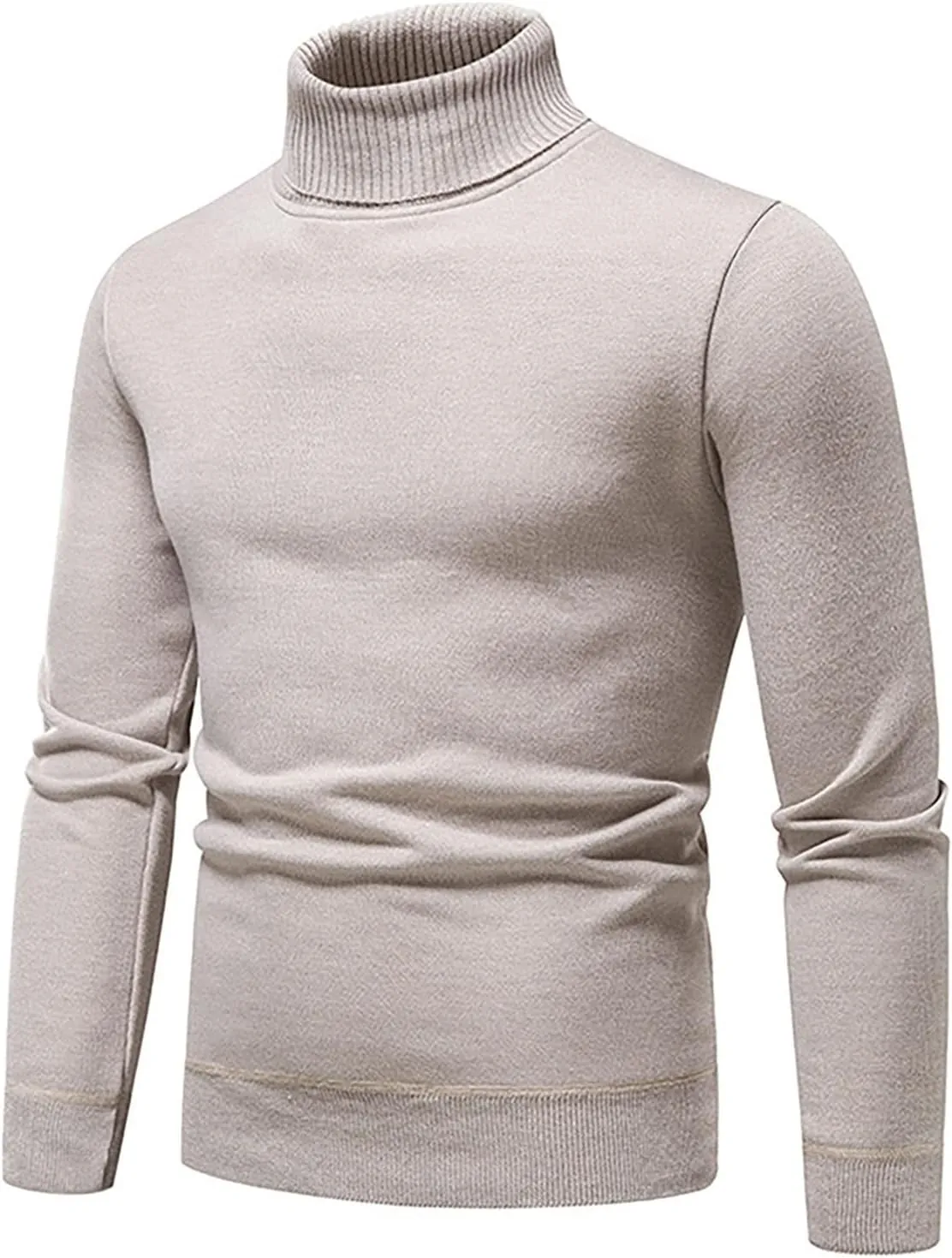 Men's Sweaters Ribbed Slim Fit Knitted Pullover Autumn Winter Turtleneck Solid Color Sweater Men, M-4XL