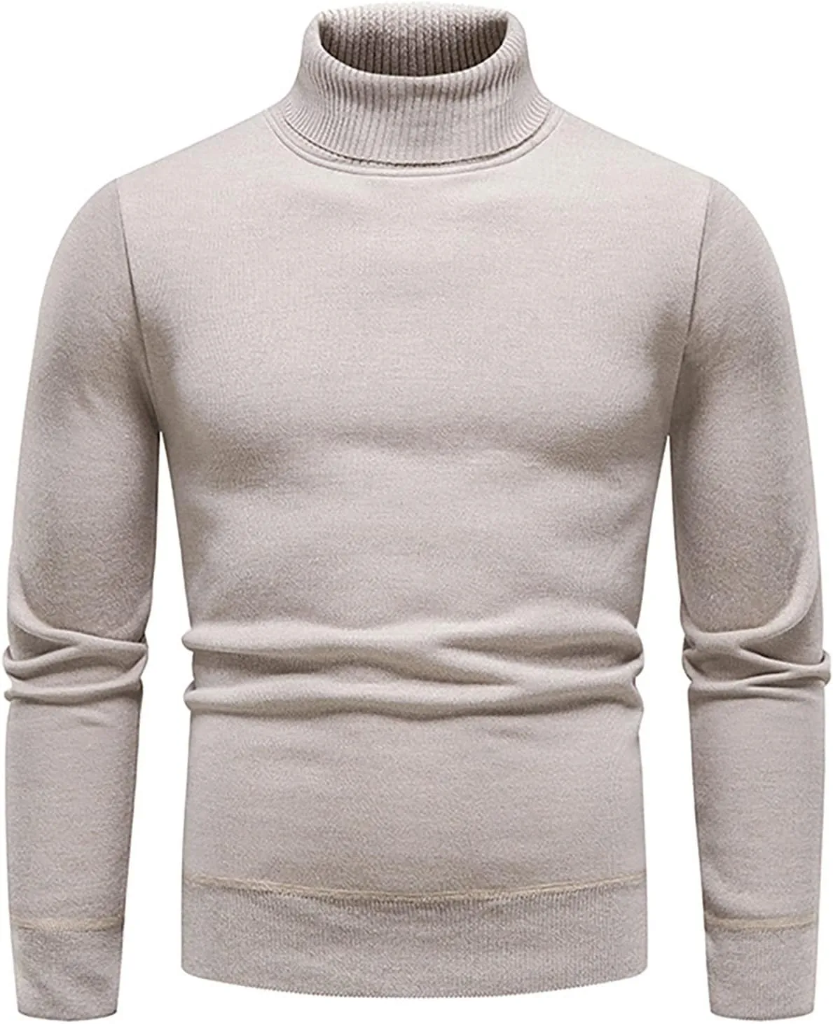 Men's Sweaters Ribbed Slim Fit Knitted Pullover Autumn Winter Turtleneck Solid Color Sweater Men, M-4XL