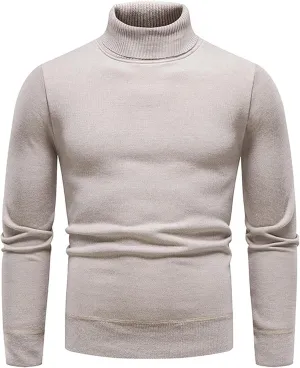 Men's Sweaters Ribbed Slim Fit Knitted Pullover Autumn Winter Turtleneck Solid Color Sweater Men, M-4XL