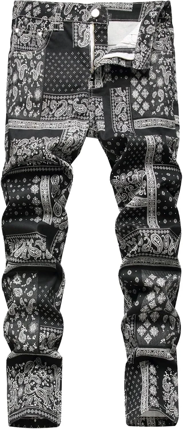 Men's Trousers Slim Casual Fit Ripped Straight Leg Plus Size Fashion Pants Middle Waist Denim Long Pants Mens Jeans