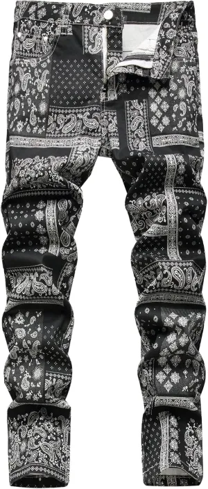 Men's Trousers Slim Casual Fit Ripped Straight Leg Plus Size Fashion Pants Middle Waist Denim Long Pants Mens Jeans