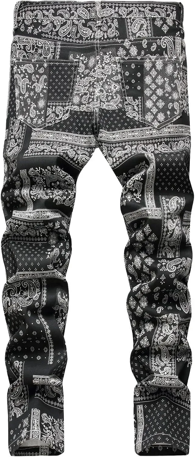 Men's Trousers Slim Casual Fit Ripped Straight Leg Plus Size Fashion Pants Middle Waist Denim Long Pants Mens Jeans