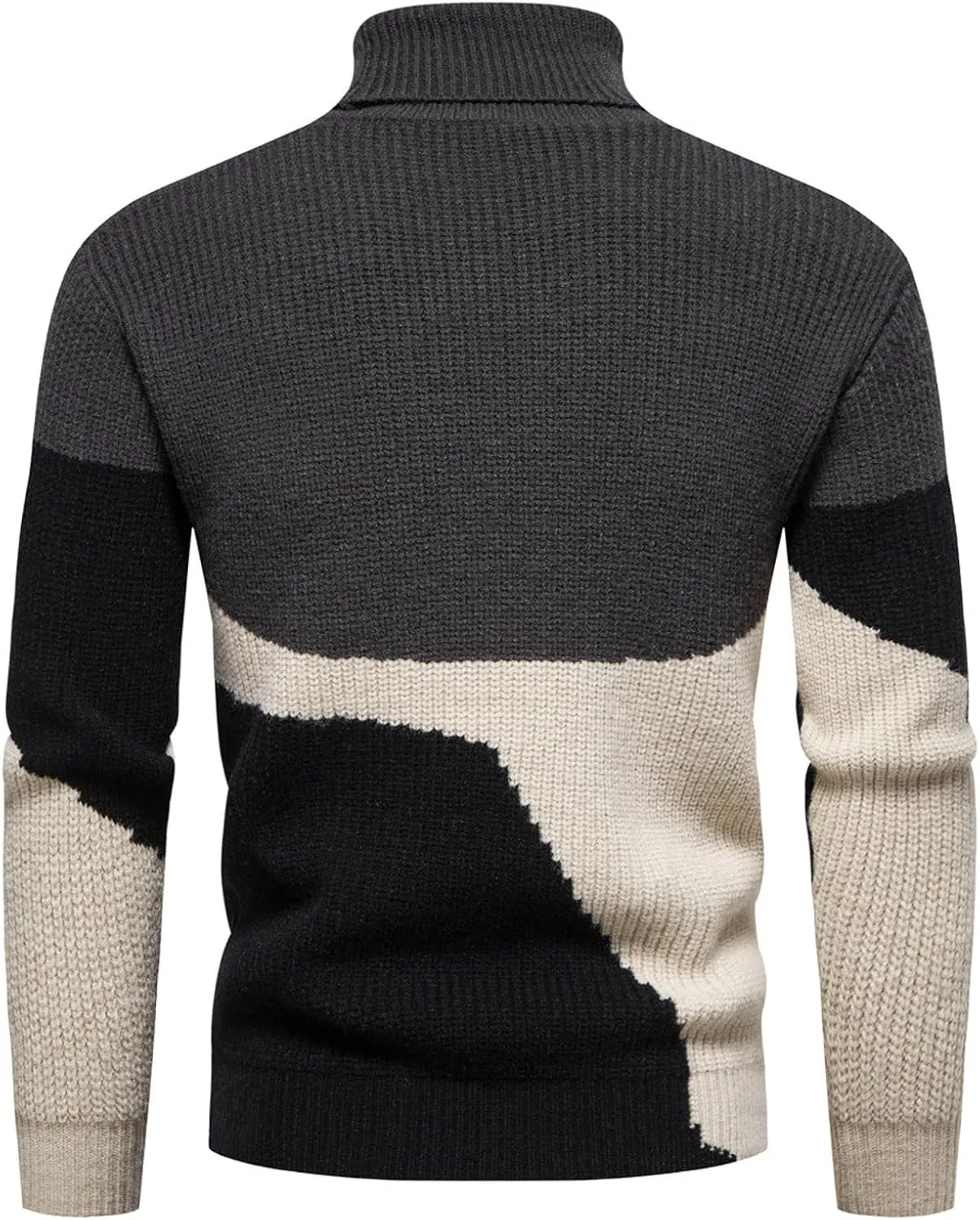 Mens Turtleneck Mens Contrast Color Slim Fit Turtleneck Sweater Pullover Sweater Basic Twist Patterned Knitted Sweater