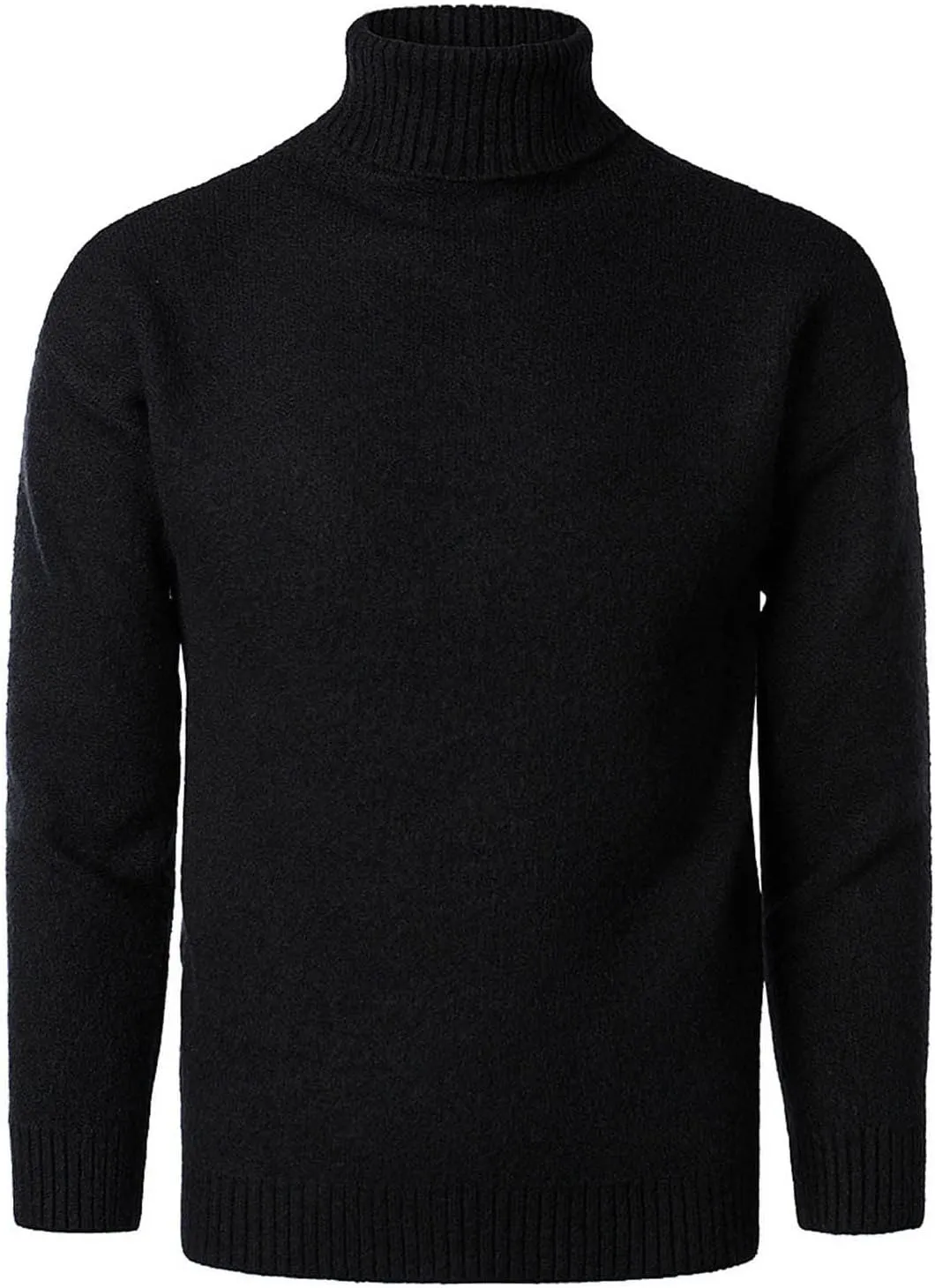 Mens Turtleneck Men's Solid Turtleneck Sweaters Long Sleeve Loose Fit Ribbed Knit Wool Thermal Pullover Sweatshirts