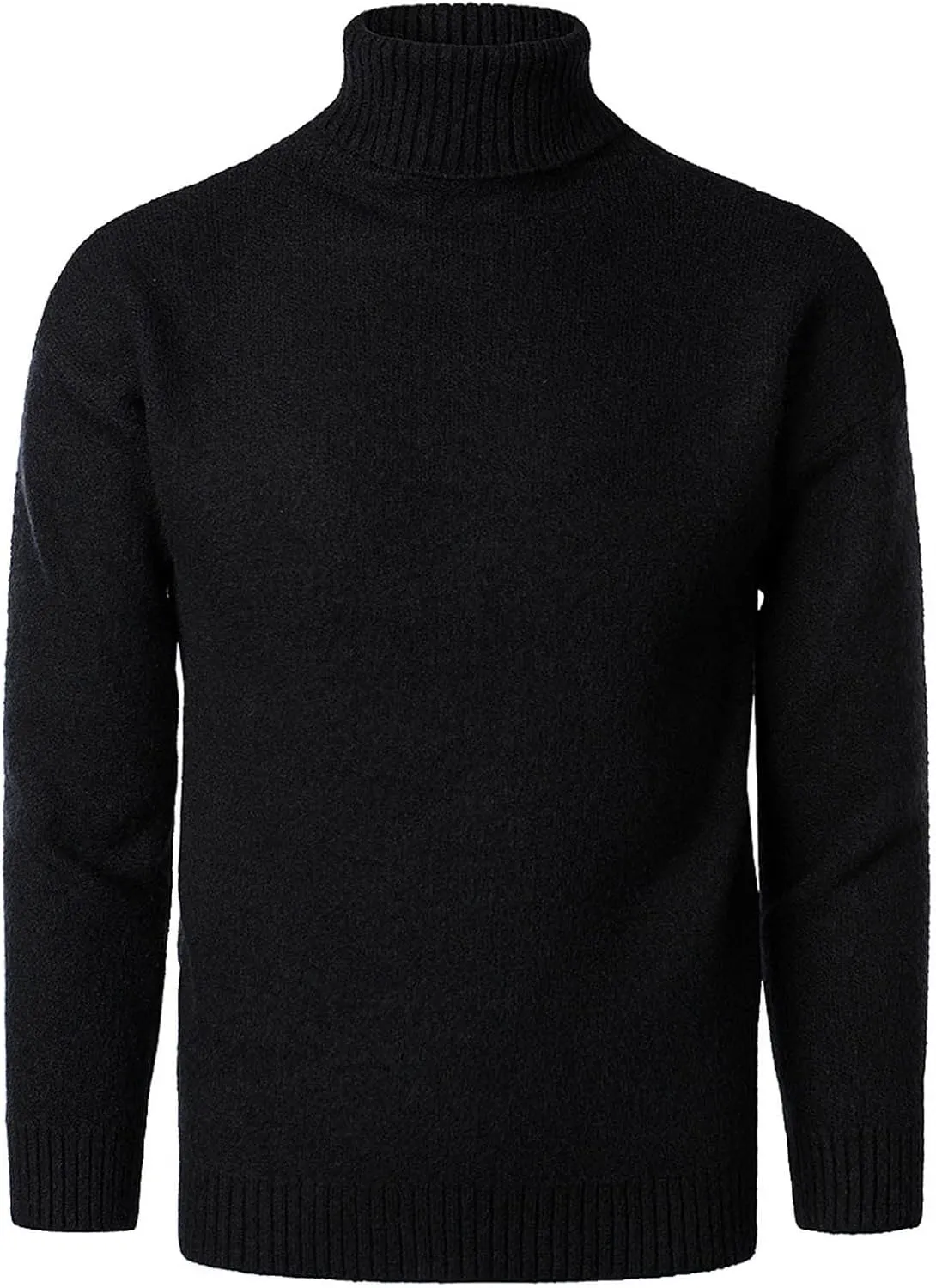 Mens Turtleneck Men's Solid Turtleneck Sweaters Long Sleeve Loose Fit Ribbed Knit Wool Thermal Pullover Sweatshirts