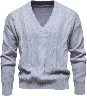 Mens V Neck Pullover Sweater Casual Knit Pullover Fall Winter Sweaters Lightweight Long Sleeve Sweater