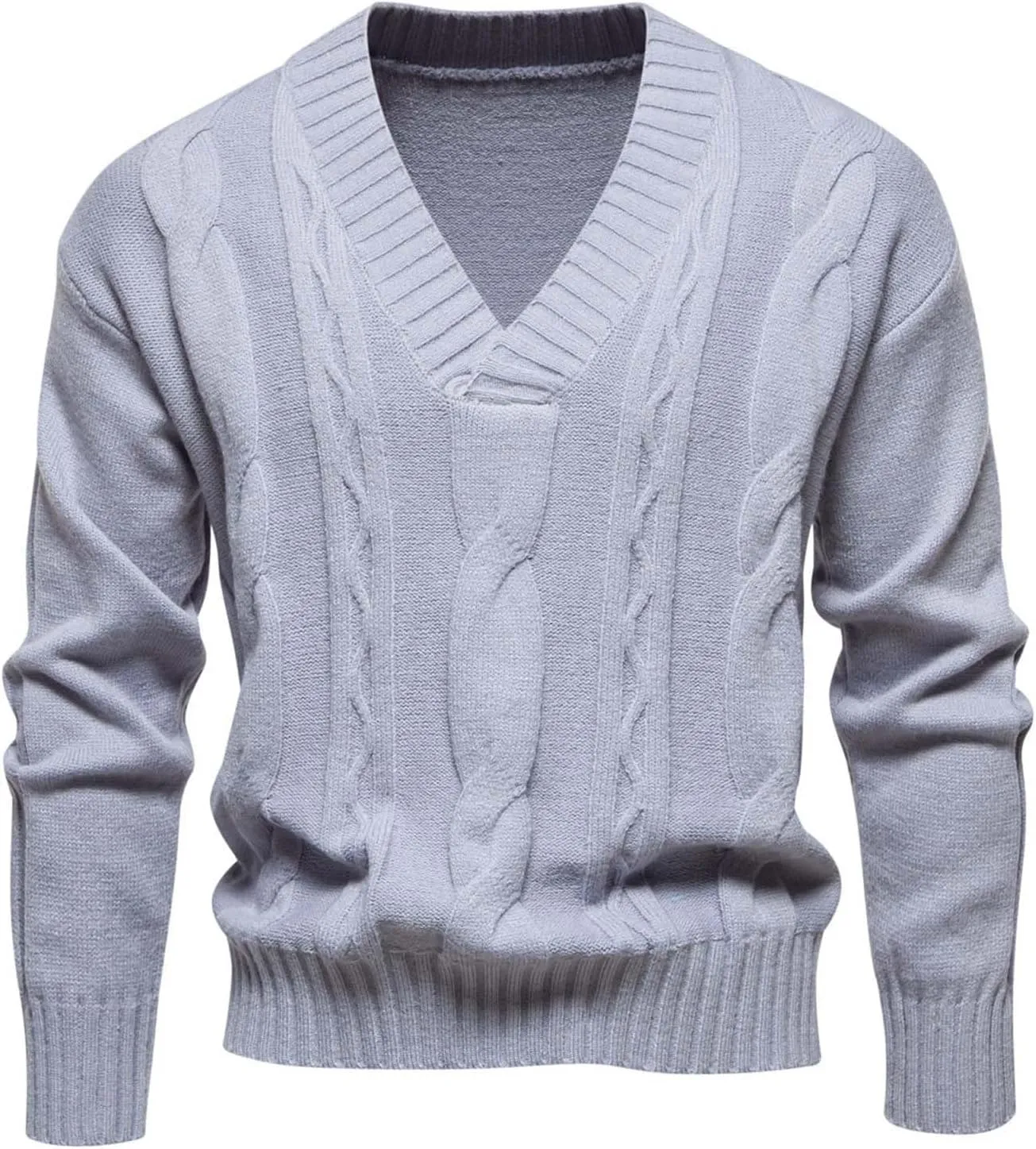 Mens V Neck Pullover Sweater Casual Knit Pullover Fall Winter Sweaters Lightweight Long Sleeve Sweater