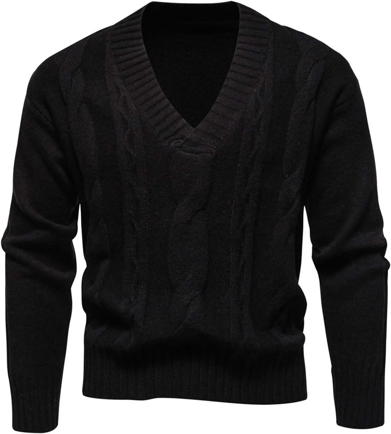 Mens V Neck Pullover Sweater Casual Knit Pullover Fall Winter Sweaters Lightweight Long Sleeve Sweater