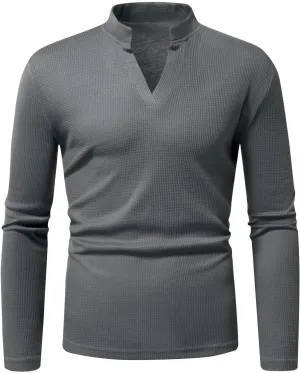 Mens V Neck Sweaters Stand Collar Pullover Long Sleeve Slim Fit Sweater Ribbed Knit Pullover Sweater Casual Warm Tops