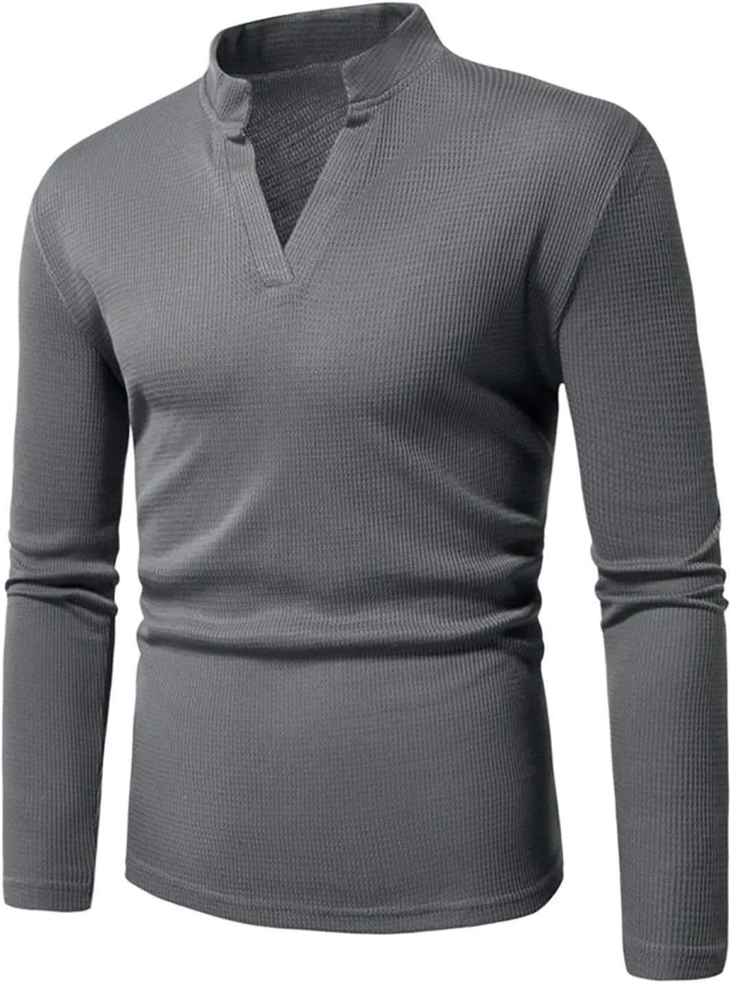 Mens V Neck Sweaters Stand Collar Pullover Long Sleeve Slim Fit Sweater Ribbed Knit Pullover Sweater Casual Warm Tops