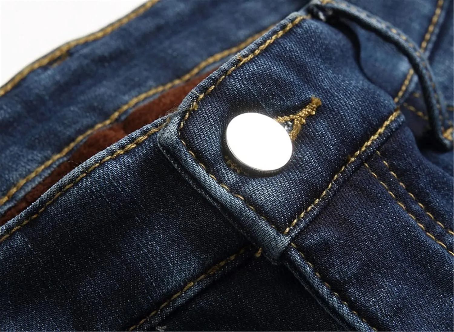 Men's Winter Fleece Lined Jeans Thicken Warm Stretch Denim Pants Regular Fit Classic Straight Leg Jean Trousers