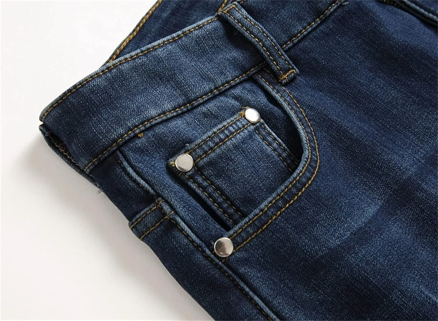 Men's Winter Fleece Lined Jeans Thicken Warm Stretch Denim Pants Regular Fit Classic Straight Leg Jean Trousers