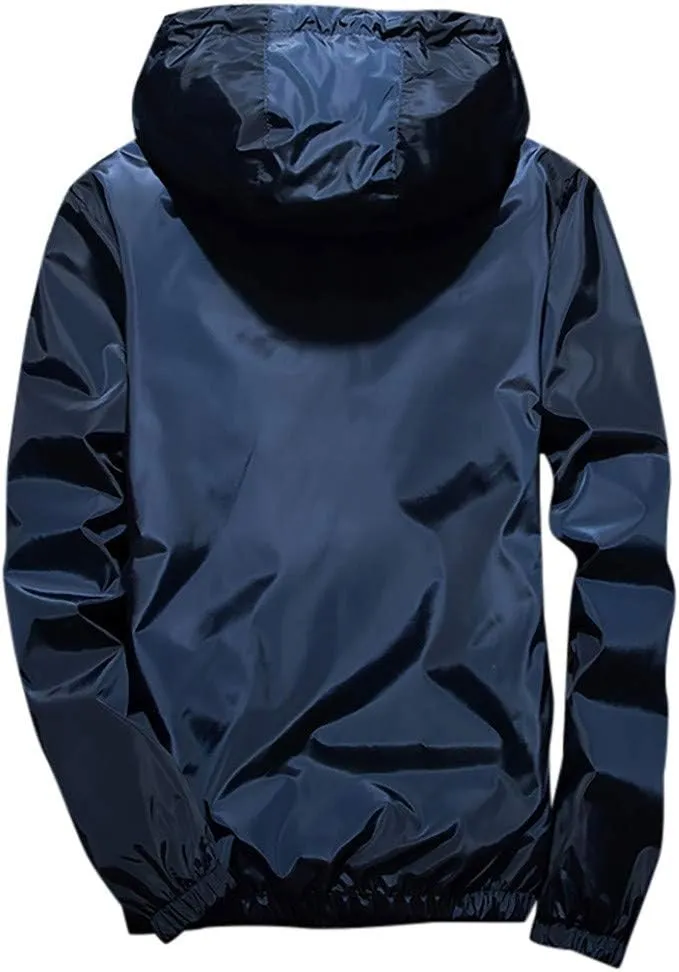 Mens Winter Jacket Mens Casual Jacket Casual Size Hoodie Reflective Zipper Outdoor Sport Coat