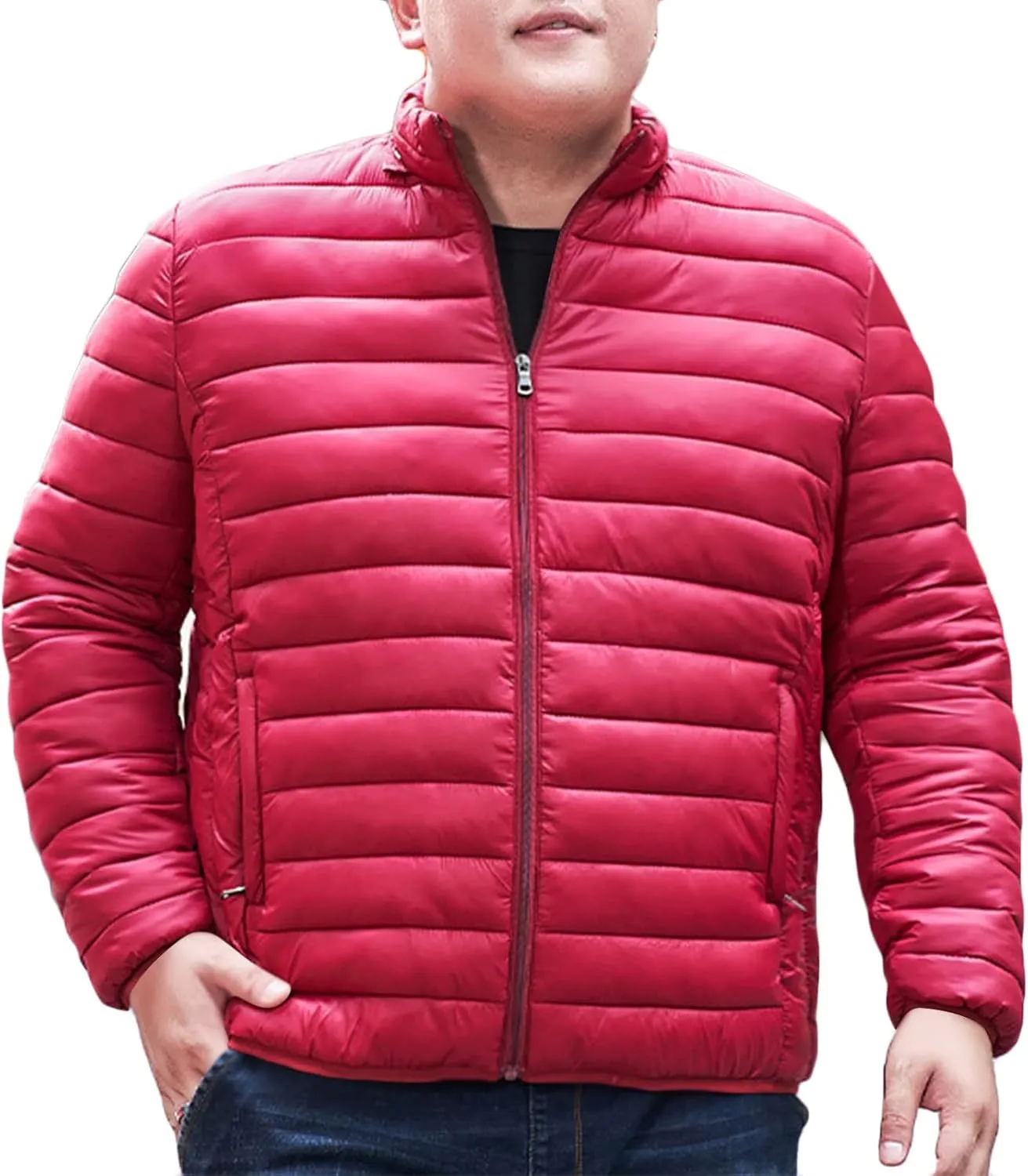 Men's Winter Jackets Lightweight Puffer Jacket Warm Quilted Jackets Plus Size Packable Down Jacket Stand Collar Coat