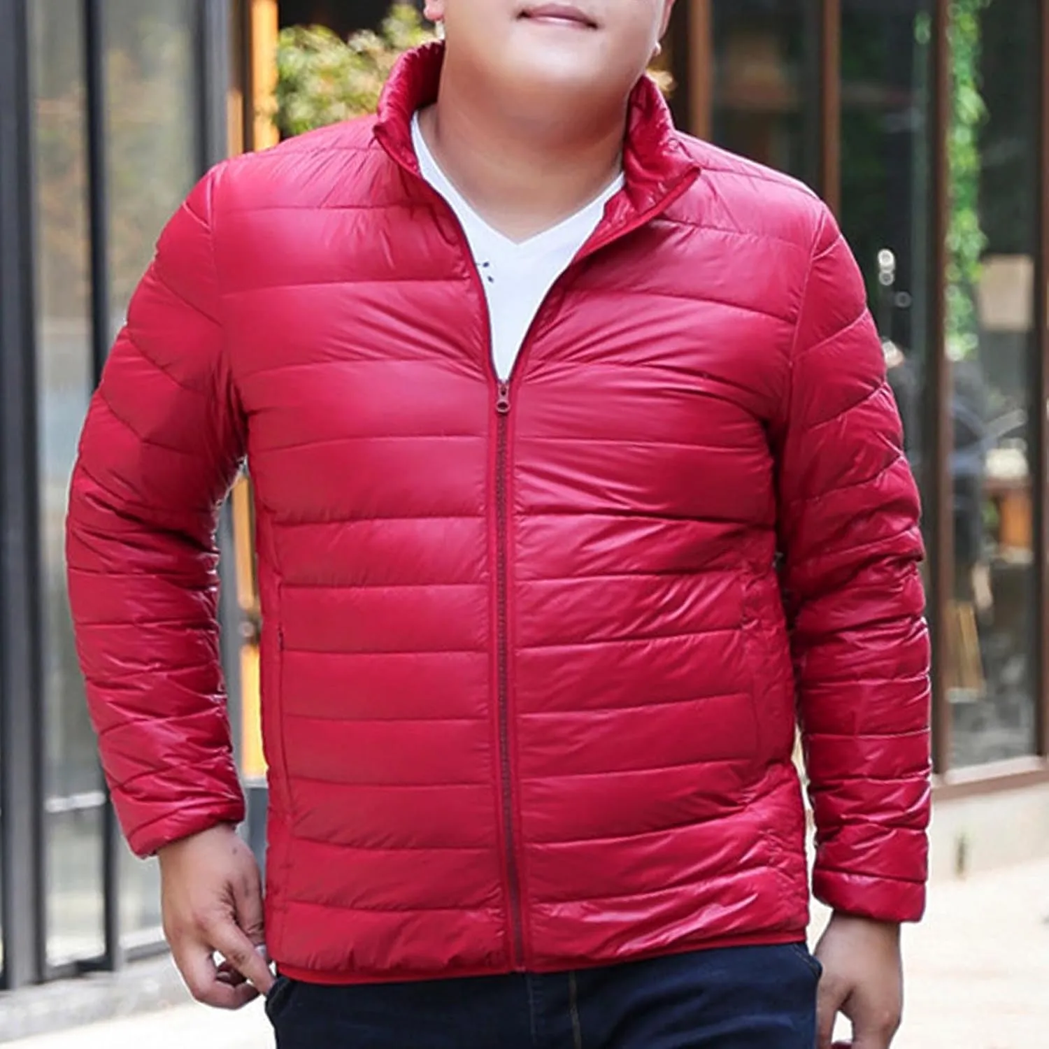 Men's Winter Jackets Lightweight Puffer Jacket Warm Quilted Jackets Plus Size Packable Down Jacket Stand Collar Coat