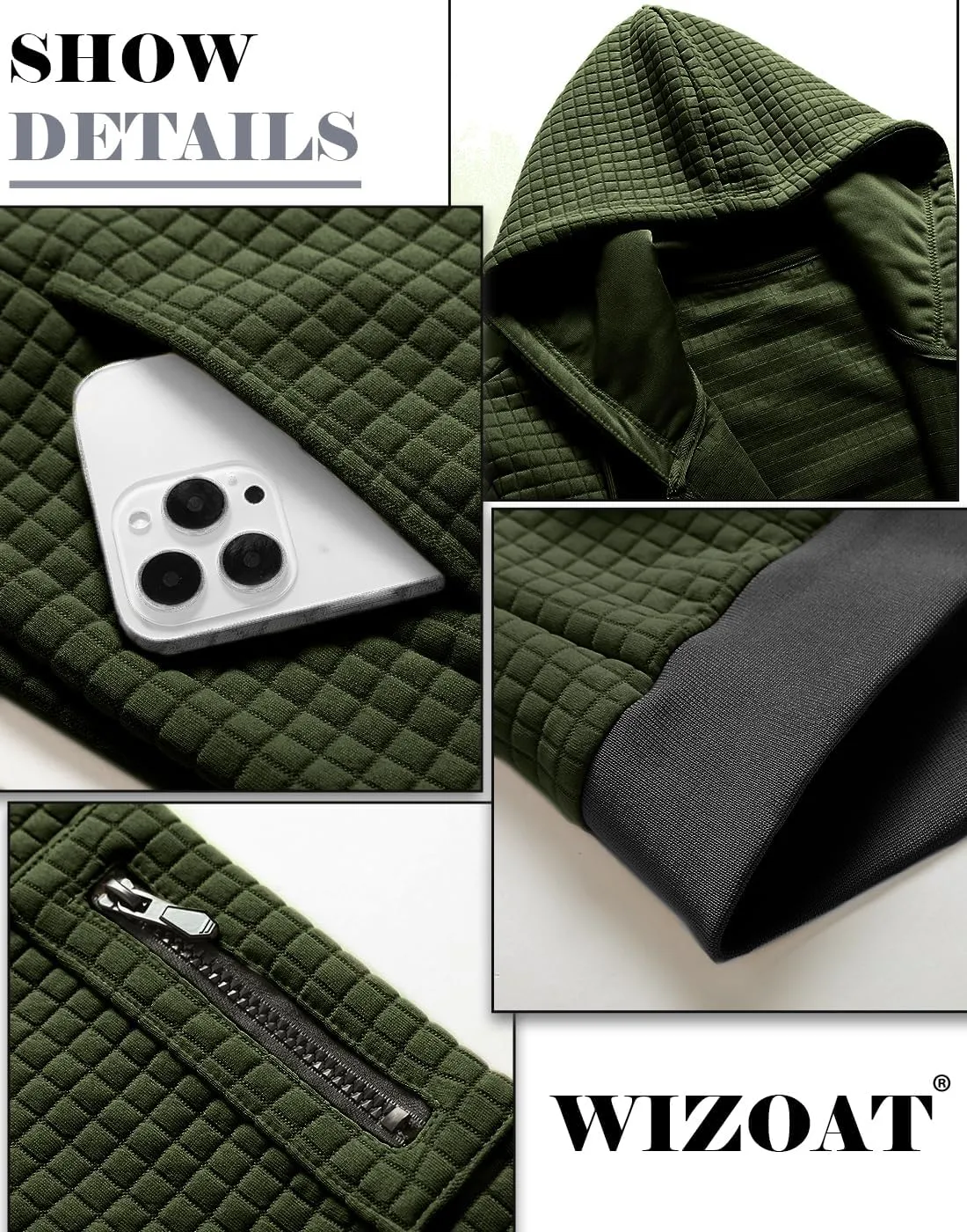 Mens Zip Up Hoodie Full-Zip Sweatshirt Lightweight Loose Fit Hooded Jackets