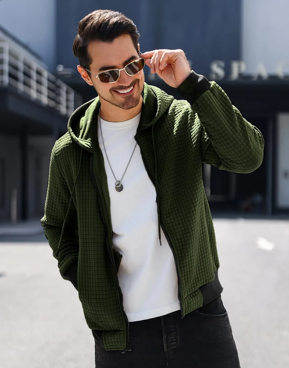 Mens Zip Up Hoodie Full-Zip Sweatshirt Lightweight Loose Fit Hooded Jackets