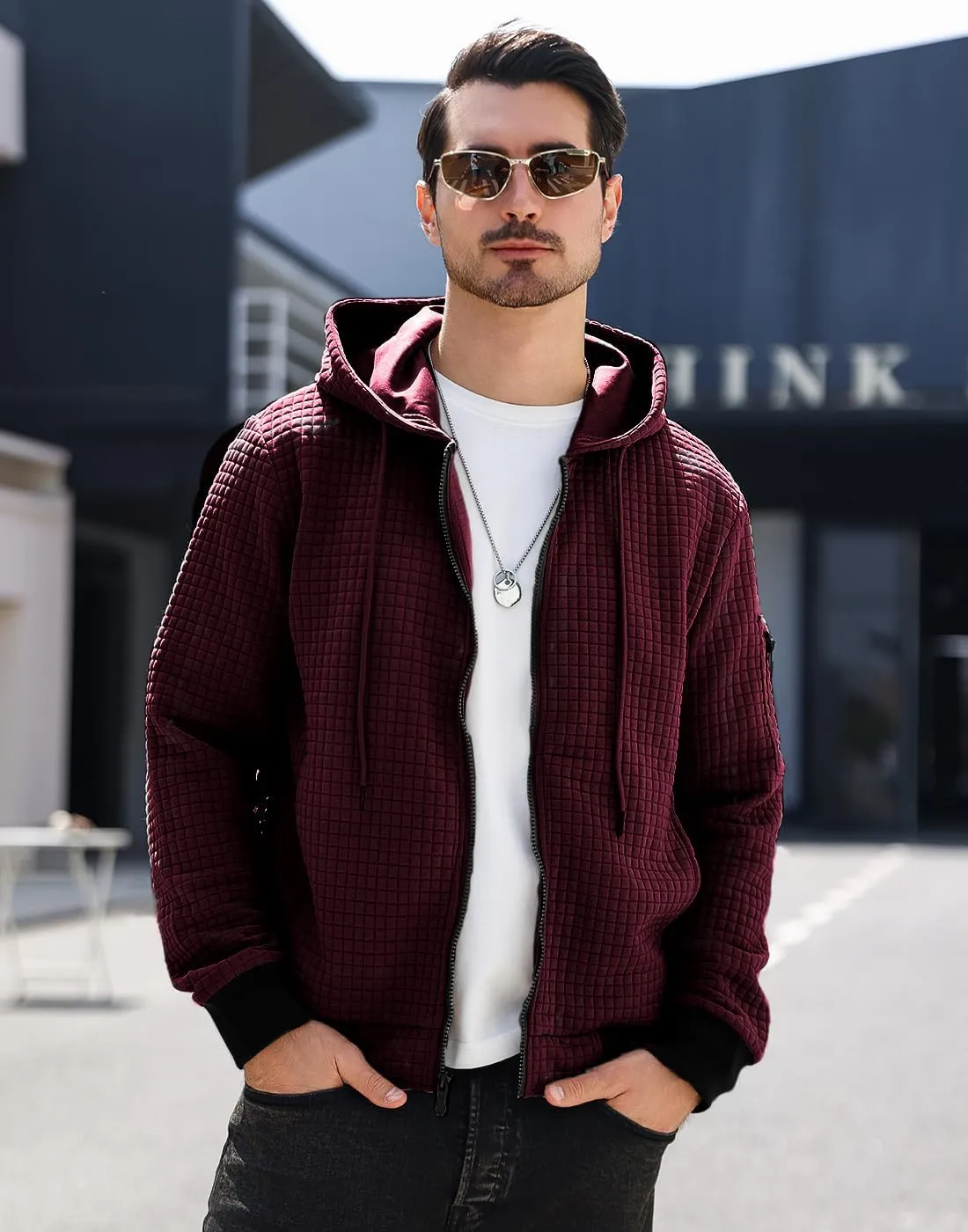 Mens Zip Up Hoodie Full-Zip Sweatshirt Lightweight Loose Fit Hooded Jackets