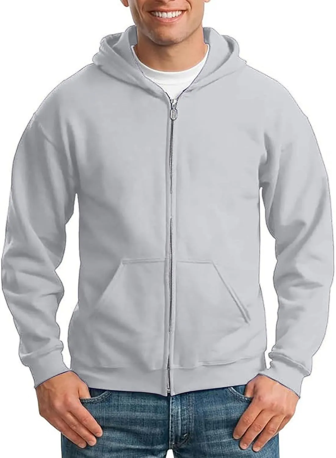 Mens Zip Up Hoodie Long Sleeve Drop Shoulder Oversized Jacket Drawstring Fashion Workout Fleece Pullover Sweatshirt