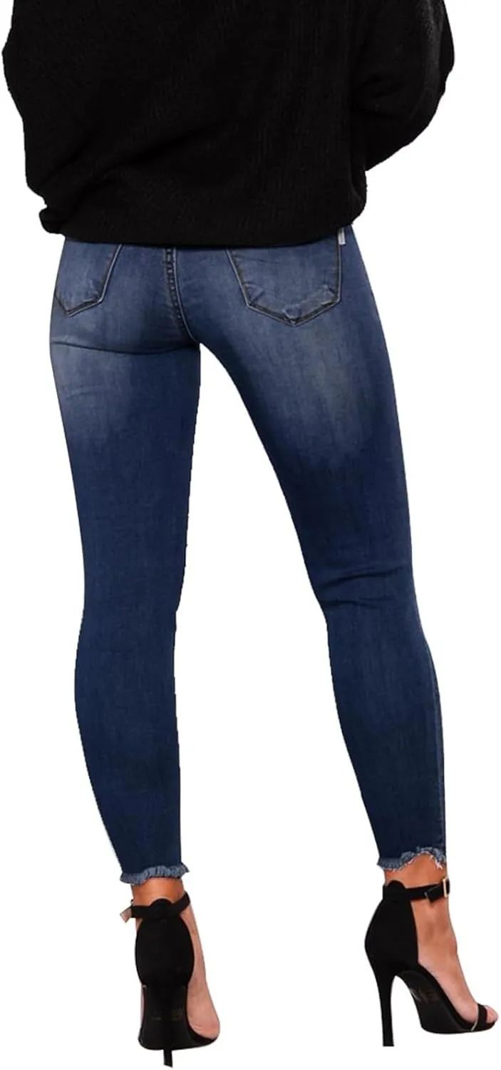 midelxp Ripped Jeans Womens Stretchy Skinny Low Rise Jeans Distressed Boyfriend Denim Pants Ripped Leggings with Pockets