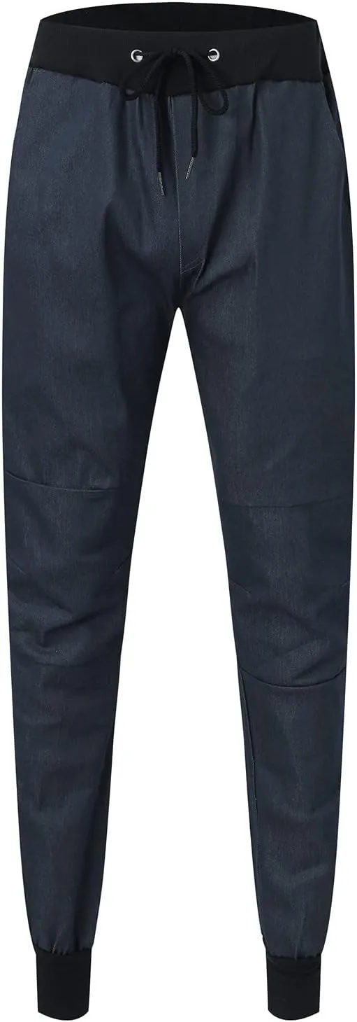 MIDOO Jeans for Men Straight Fit Drawstring Tapered Jeans Straight Leg Pants Lightweight Loose Stretch Denim Pants Trousers