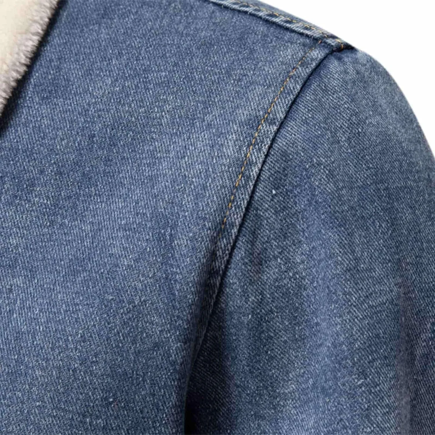 NATHGAM Mens Winter Denim Jacket Fuzzy Fleece Lined Zip Vintage Jean Trucker Coats Slim Sherpa Lapel Thicken Bomber Outerwear