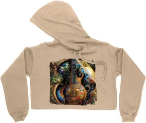 Nature Guitar Women's Cropped Fleece Hoodie - Guitar Tree Cropped Hoodie for Women