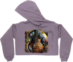 Nature Guitar Women's Cropped Fleece Hoodie - Guitar Tree Cropped Hoodie for Women