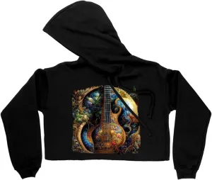 Nature Guitar Women's Cropped Fleece Hoodie - Guitar Tree Cropped Hoodie for Women