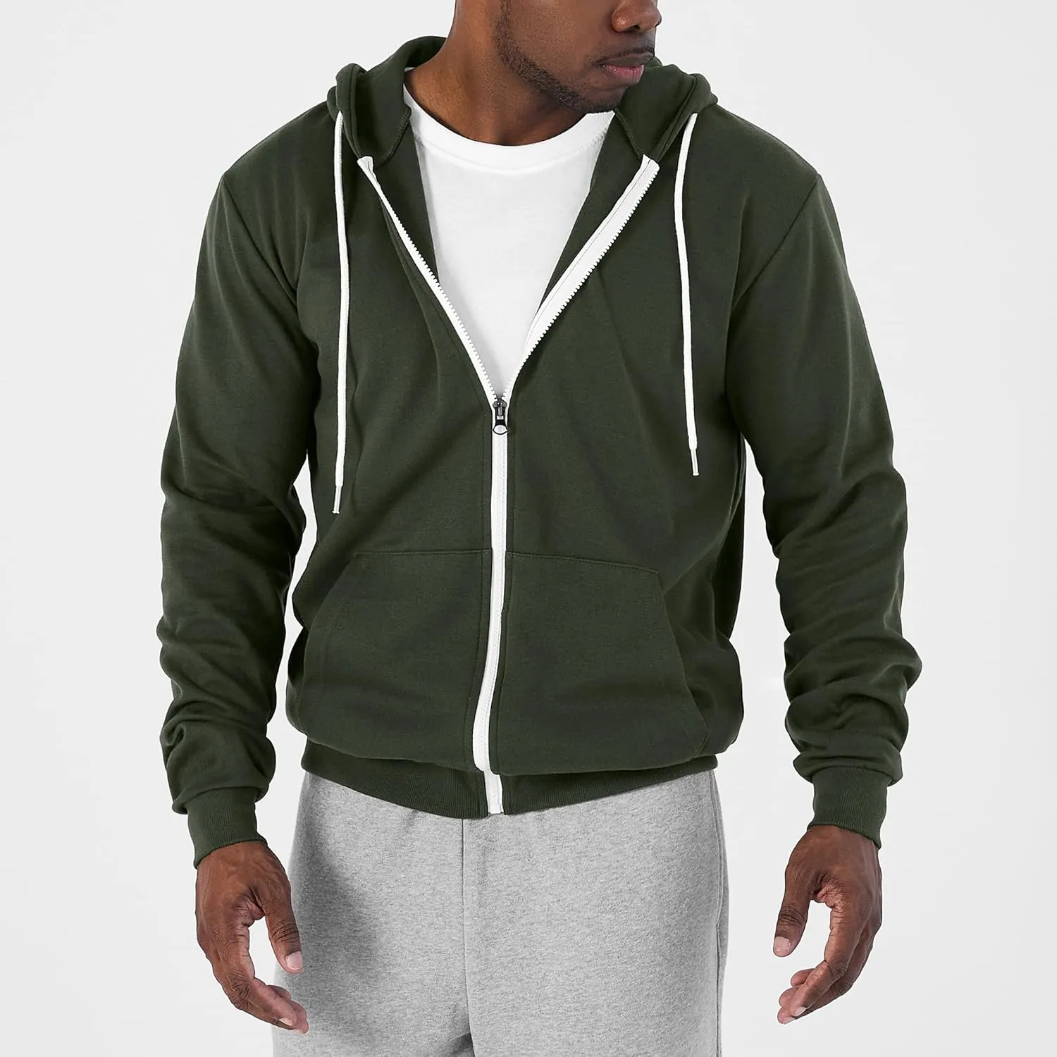 Ohoo Men's Zip Up Hoodie Lightweight Sweatshirt Full Zip Hooded Jacket